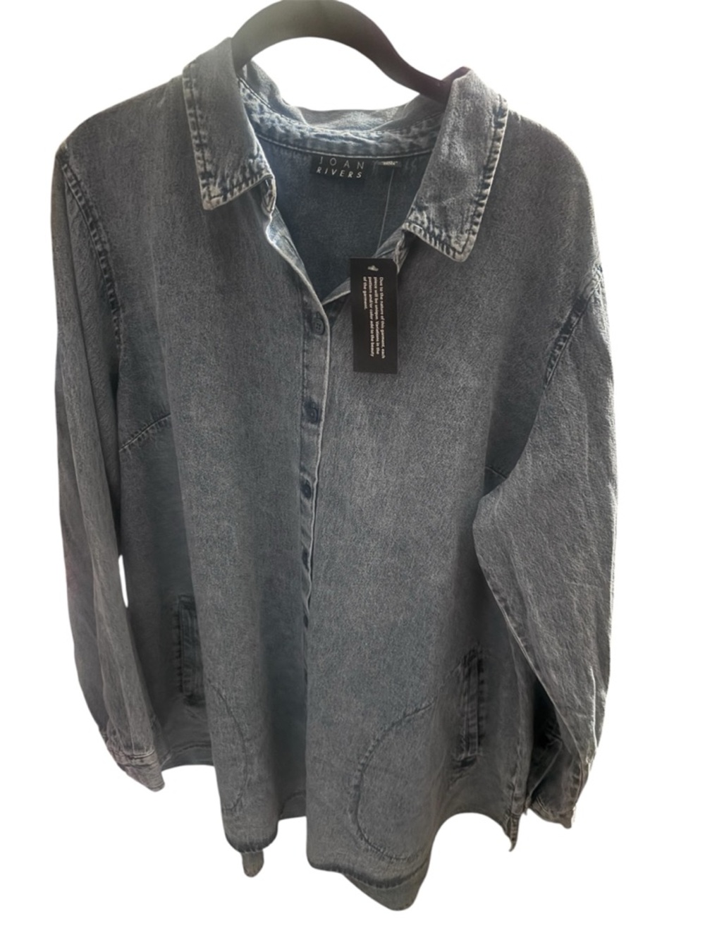Joan Rivers Faded Blue Denim Button-Front Shirt Jacket